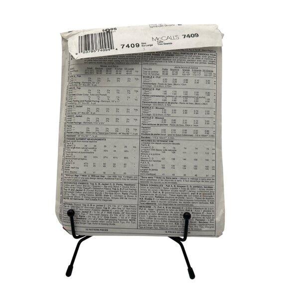 McCalls 7409 2-Hour Casual Wear Sewing Pattern For Pullover Jackets & Pants S-L - Picture 2 of 2